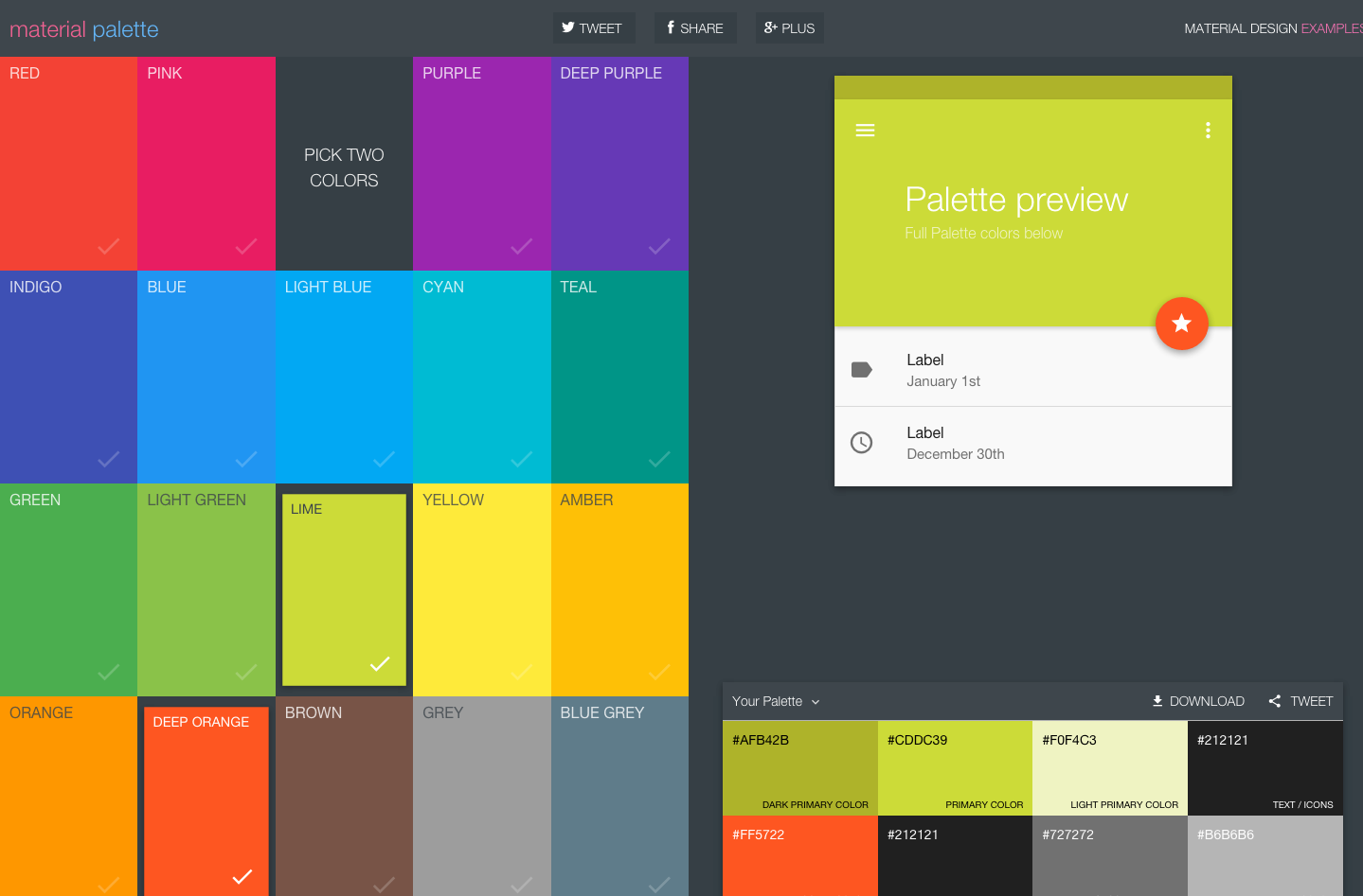 Material Design Color Palette Generator Material Palette